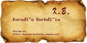 Korsós Borbála névjegykártya